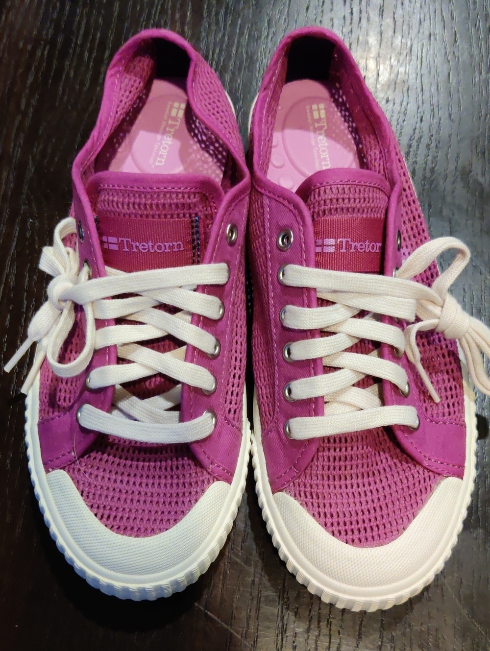 Tretorn Women's Magenta Mesh Lace-Up Sneakers with White Soles